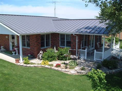 metal roof over brick ranch house|brick house metal roof colors.